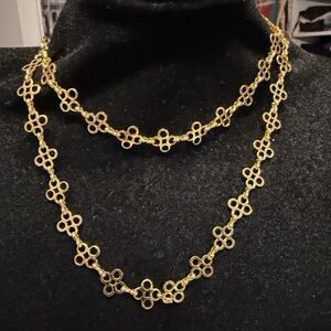 New Tory Burch Gold Tone Floral Link Necklace